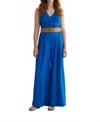 Iris Setlakwe Sleeveless Crisscross Wide Leg Jumpsuit In Cobalt In Blue