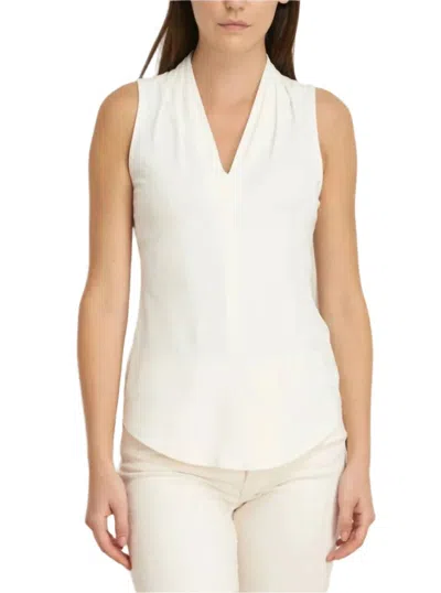 Iris Setlakwe Sleeveless Pleated V-neck Top In Ivory In White