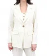 Iris Setlakwe Striped One Button Jacket In Bone/black In White