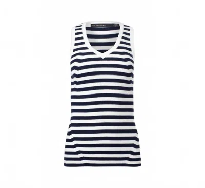 Iris Setlakwe Women's Basic V-neck Striped Tank In Navy/white In Black