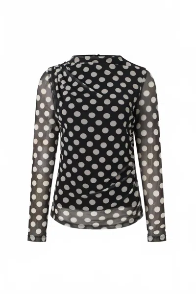 Iris Setlakwe Women's High Collar Long Sleeve Top In Black Polka In Multi