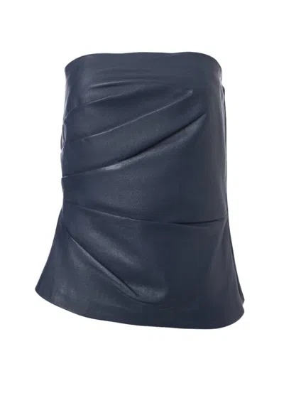 Iris Setlakwe Women's Leather Bustier Strapless Top In Midnight In Multi