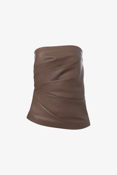 Iris Setlakwe Women's Leather Bustier Top In Brown