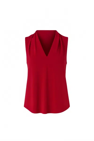 Iris Setlakwe Women's Matte Jersey Sleeveless Pleated V-neck Top In Cherry In Red