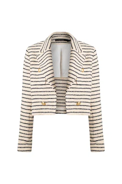 Iris Setlakwe Womens Short Jacket In Natural/navy Stripe In Multi