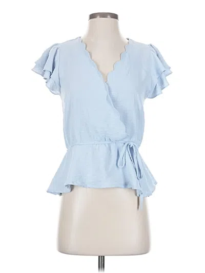 Pre-owned Iris Short Sleeve Blouse In Blue