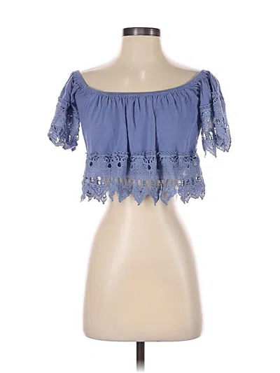 Pre-owned Iris Short Sleeve Blouse In Blue