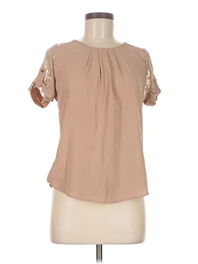 Pre-owned Iris Short Sleeve Blouse In Tan
