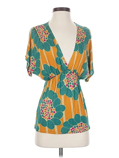 Pre-owned Iris Short Sleeve Blouse In Teal