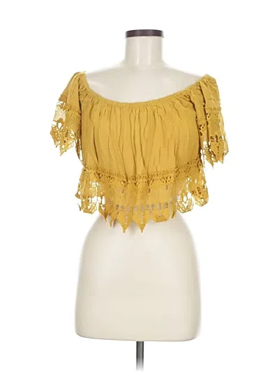 Pre-owned Iris Short Sleeve Blouse In Yellow