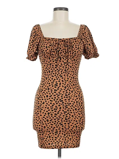 Pre-owned Iris Short Sleeve Top Brown Sweetheart Neckline Tops