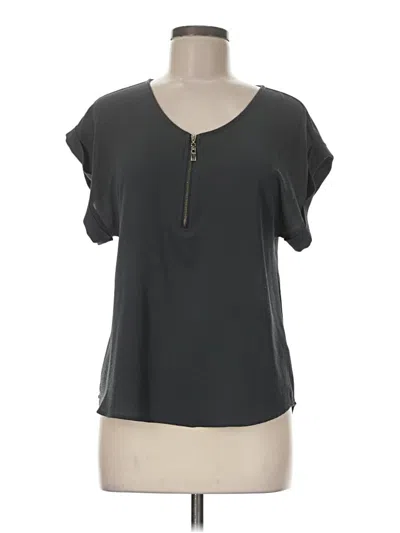 Pre-owned Iris Short Sleeve Top Gray Keyhole Neckline Tops