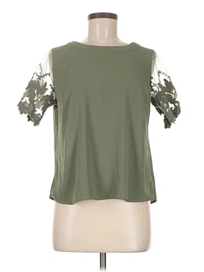 Pre-owned Iris Short Sleeve Top Green Cold Shoulder Neckline Tops