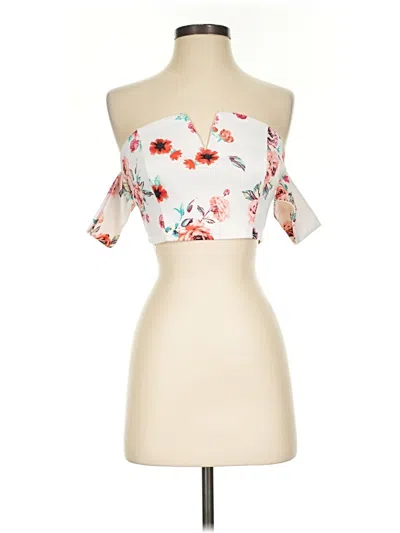 Pre-owned Iris Short Sleeve Top Ivory Strapless Neckline Tops