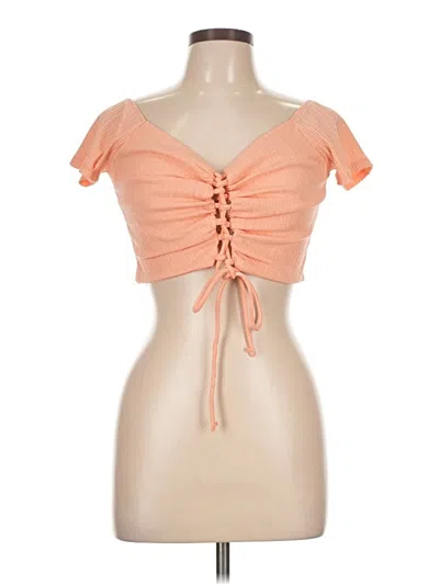 Pre-owned Iris Short Sleeve Top Orange Sweetheart Neckline Tops