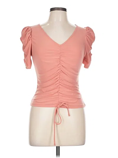 Pre-owned Iris Short Sleeve Top Pink Sweetheart Neckline Tops