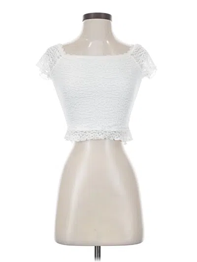 Pre-owned Iris Short Sleeve Top White Sweetheart Neckline Tops