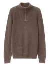 Iris Von Arnim Amarillo Ribbed Half-zip Sweater In Brown