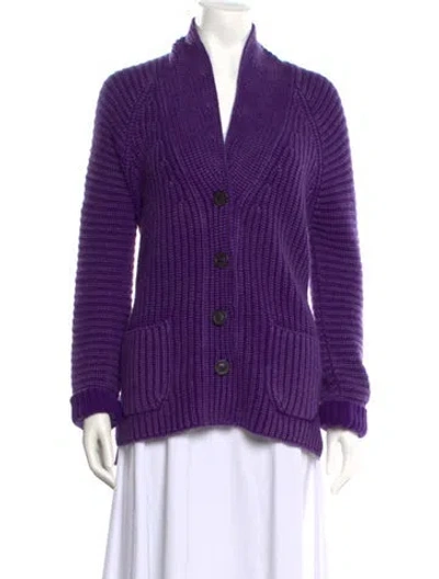 Pre-owned Iris Von Arnim Cashmere Open Front Sweater In Purple