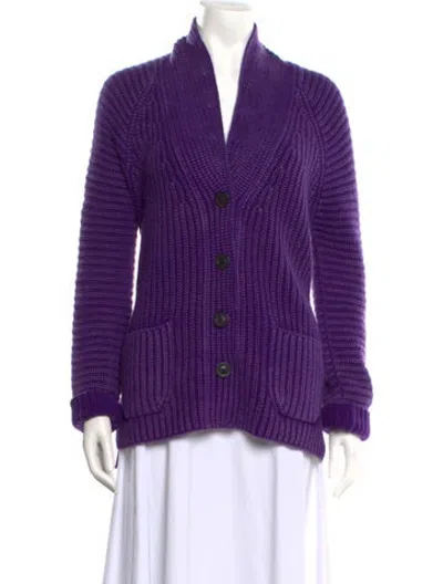 Pre-owned Iris Von Arnim Cashmere Open Front Sweater In Purple