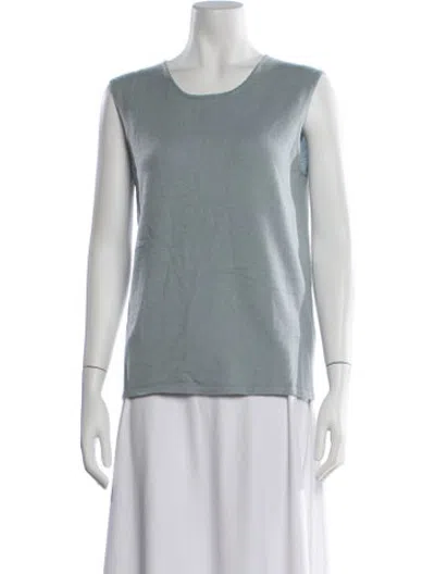 Pre-owned Iris Von Arnim Cashmere Scoop Neck Top In Blue