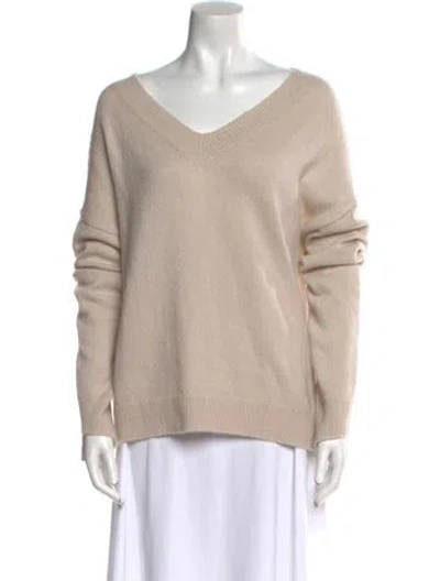 Pre-owned Iris Von Arnim Cashmere V-neck Sweater In Neutral