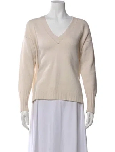 Pre-owned Iris Von Arnim Cashmere V-neck Sweater In Neutral