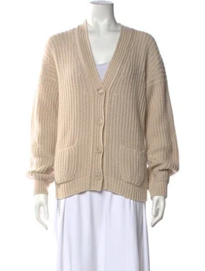 Pre-owned Iris Von Arnim Cashmere V-neck Sweater In Neutral