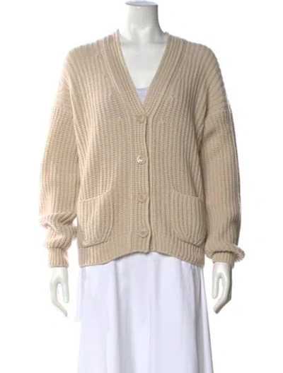 Pre-owned Iris Von Arnim Cashmere V-neck Sweater In Neutral