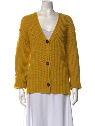 Pre-owned Iris Von Arnim Cashmere V-neck Sweater In Yellow