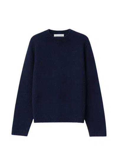 Iris Von Arnim Felton Ribbed-knit Crew-neck Sweater In Blue