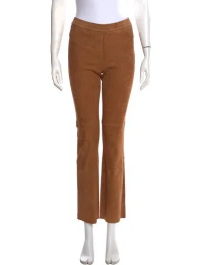 Pre-owned Iris Von Arnim Lamb Leather Flared Pants In Brown