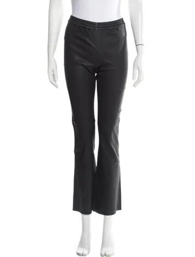 Pre-owned Iris Von Arnim Lamb Leather Flared Pants In Gray