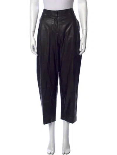 Pre-owned Iris Von Arnim Lamb Leather Wide Leg Pants In Blue