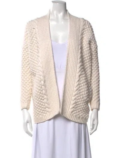 Pre-owned Iris Von Arnim Linen Open Front Sweater In White