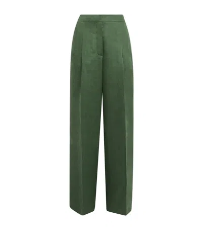 Iris Von Arnim Linen Wide-leg Tailored Trousers In Green
