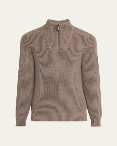 Iris Von Arnim Men's Amarillo Half-zip Cashmere Pullover