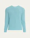 Iris Von Arnim Men's Arlington Stonewashed Cashmere Rib Crewneck Sweater In Blue