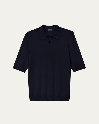 Iris Von Arnim Men's Cashmere And Silk Knit Polo Shirt In Blue