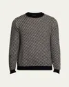 Iris Von Arnim Men's Deary Bicolor Cashmere Crewneck Sweater In Navy/alabaster