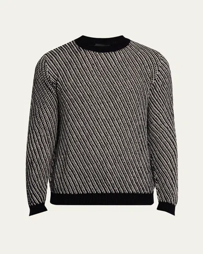 Iris Von Arnim Men's Deary Bicolor Cashmere Crewneck Sweater In Navy/alabaster