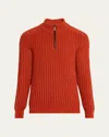 Iris Von Arnim Men's Eugene Half-zip Cashmere Pullover In Orange