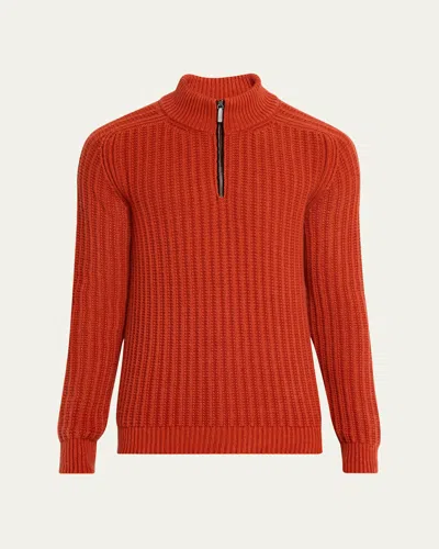 Iris Von Arnim Men's Eugene Half-zip Cashmere Pullover