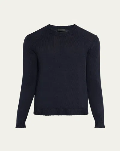 Iris Von Arnim Men's Harwich Linen And Cotton Crewneck Sweater In Navy