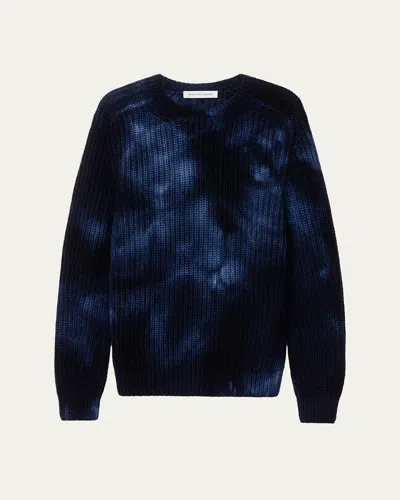 Iris Von Arnim Men's Stonewashed Cashmere Rib-knit Crewneck Sweater In Blue