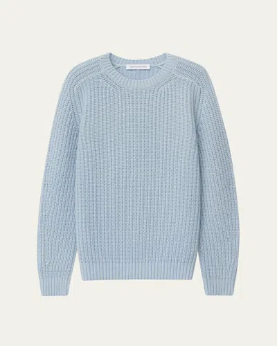 Iris Von Arnim Men's Stonewashed Cashmere Rib-knit Crewneck Sweater In Blue