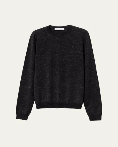 Iris Von Arnim Men's Wool, Silk And Linen Crewneck Sweater In Black