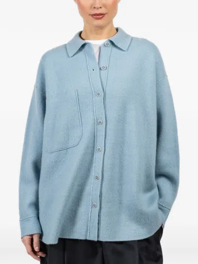 Iris Von Arnim Pocket Button Top In Blue