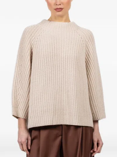 Iris Von Arnim Raglan Ribbed Sweater In Neutral