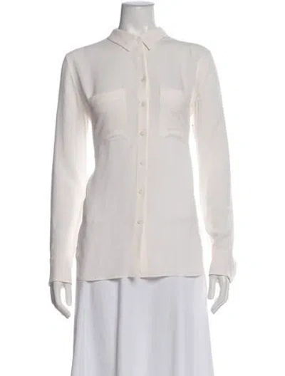 Pre-owned Iris Von Arnim Silk Long Sleeve Button-up Top W/ Tags In Neutral